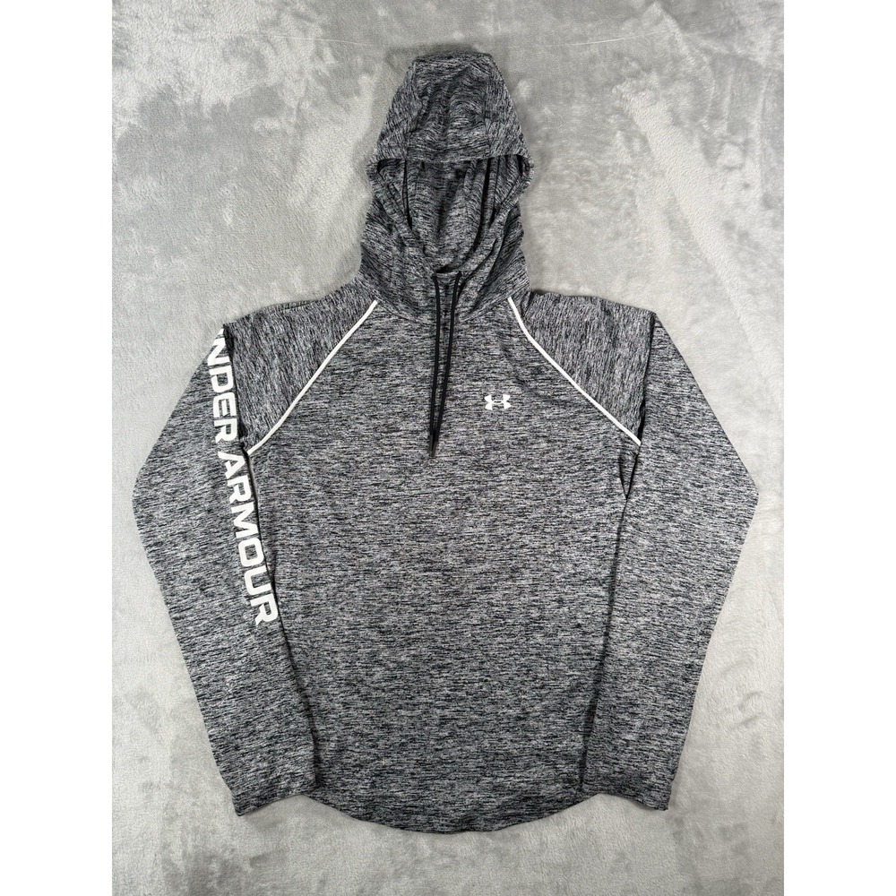 Under Armour Shirt Womens Medium‎ Grey Velocity Wordmark Hoodie LightWeight